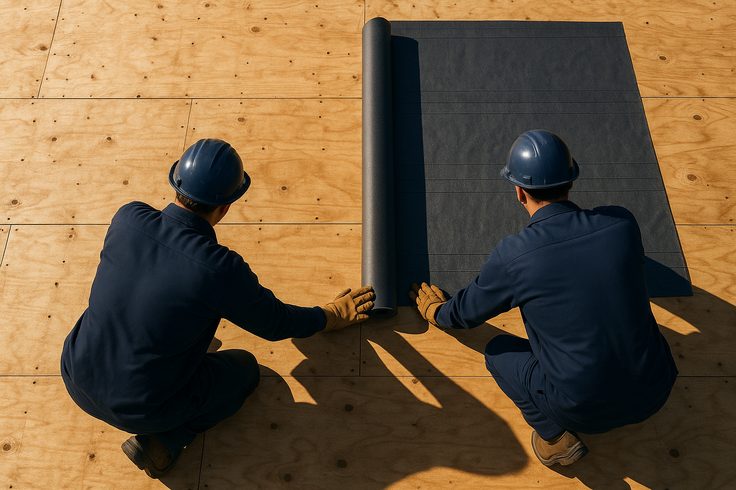 Roofing crew working on a residential re-roof in Edmonton